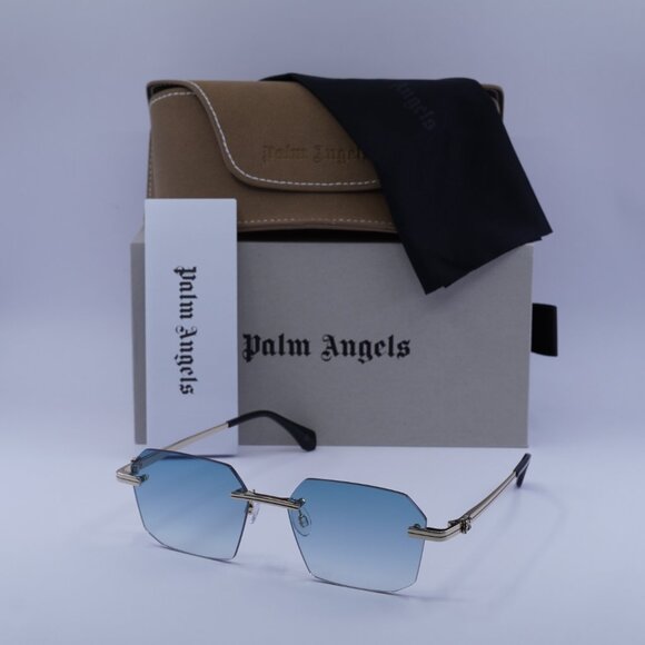 Palm Angels PERI10G QUARTZ 7644 Geometric Sunglasses - Gold/Blue - Picture 5 of 10